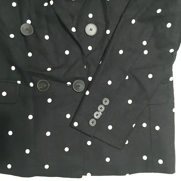 Sezane Christie Blazer Jacket Polka Dot Linen Cotton Suit Coat Black White 38 6 - Picture 9 of 16